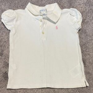 Ralph Lauren Cream Kids Polo with Pink Logo